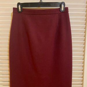 Theory Stretch Wool Burgundy Pencil Skirt